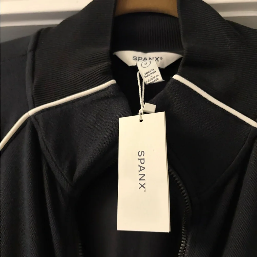 SPANX Black Air Essential's Pique Half Zip Jumpsuit - Picture 2 of 2